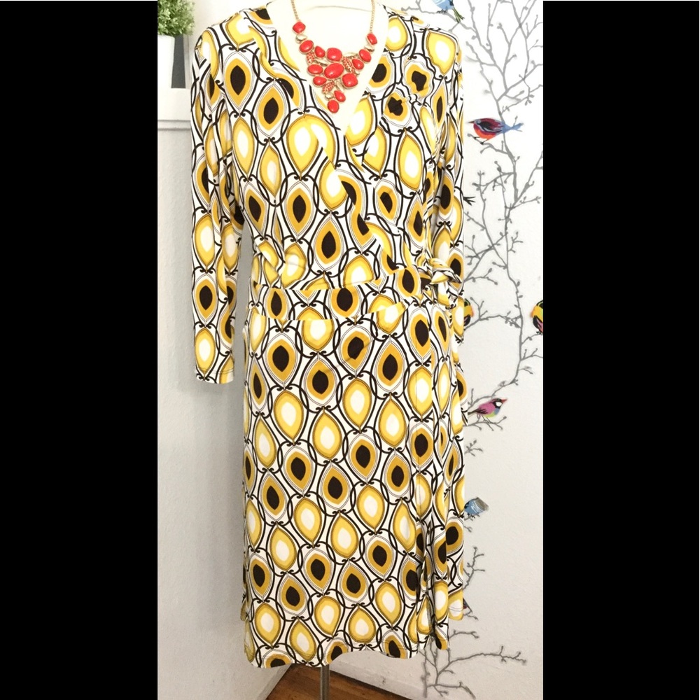 Brooke Rodd Wrap Long Sleeve Stretch midi dress M